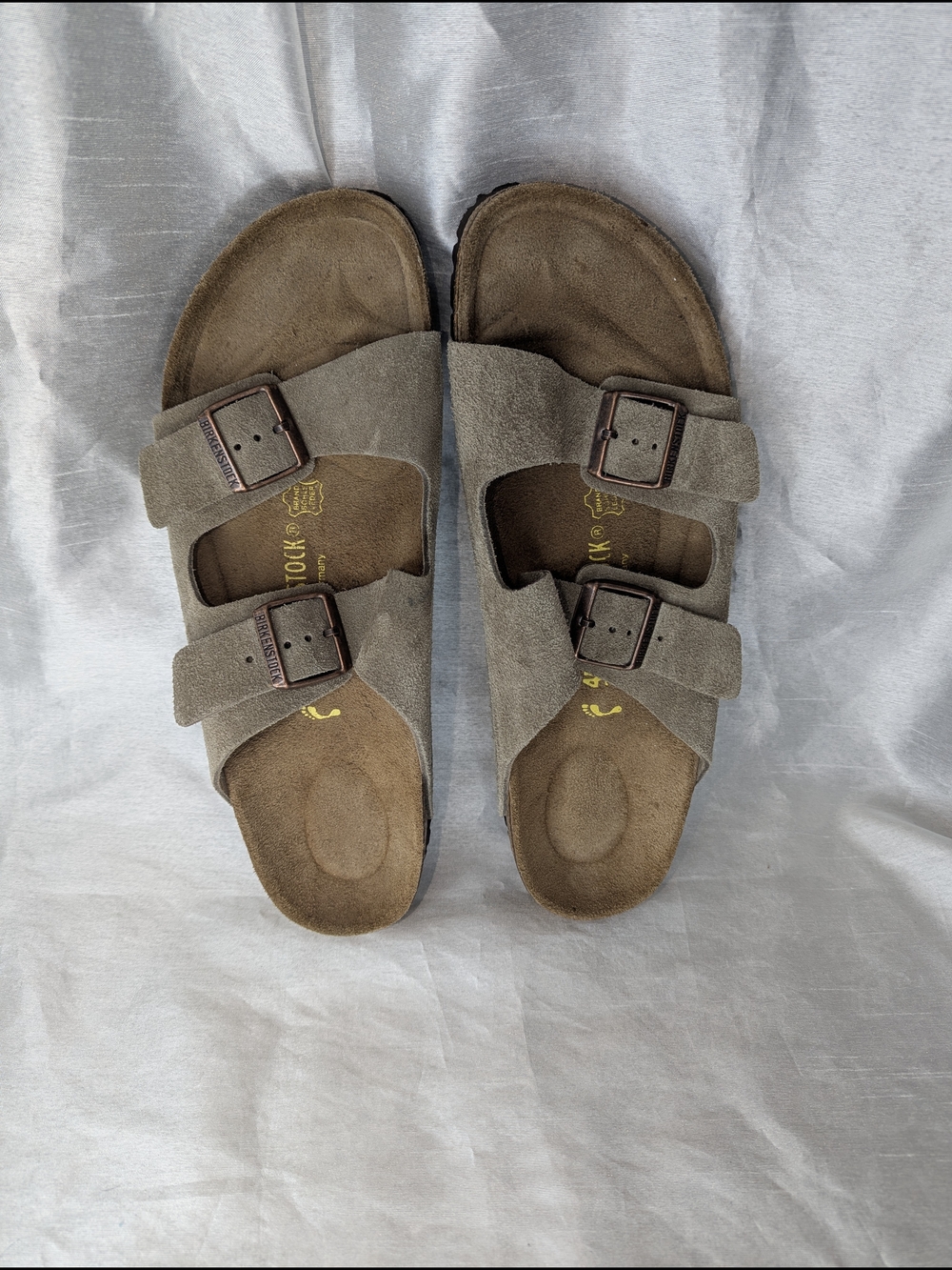 Birkenstock Arizona Taupe Suede Men's Slide Sandals US 11.5 Adjustable Buckle